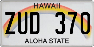 HI license plate ZUD370
