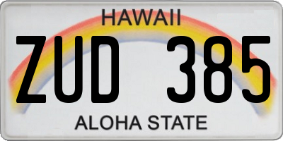 HI license plate ZUD385