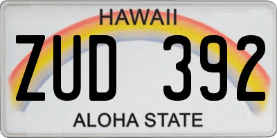 HI license plate ZUD392