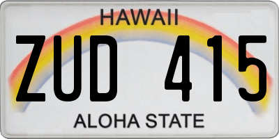 HI license plate ZUD415