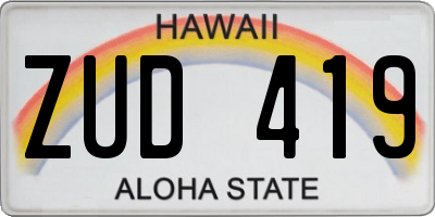 HI license plate ZUD419
