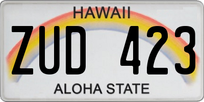 HI license plate ZUD423