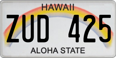 HI license plate ZUD425