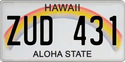 HI license plate ZUD431