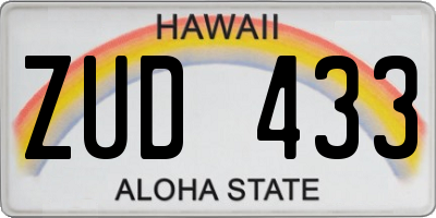 HI license plate ZUD433