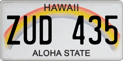 HI license plate ZUD435