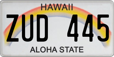HI license plate ZUD445