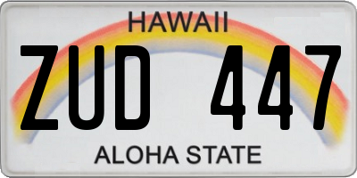 HI license plate ZUD447
