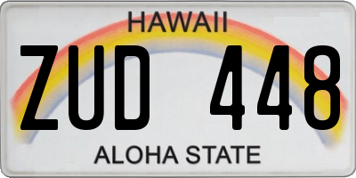 HI license plate ZUD448