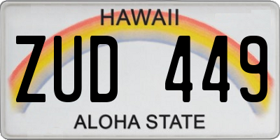 HI license plate ZUD449