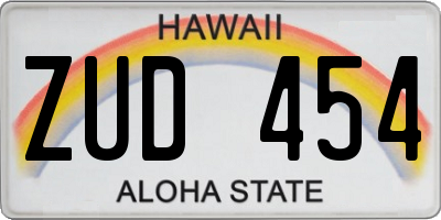 HI license plate ZUD454