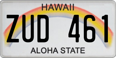 HI license plate ZUD461