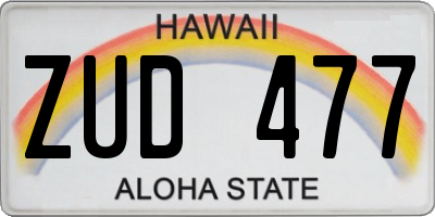 HI license plate ZUD477
