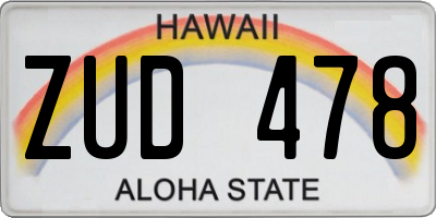 HI license plate ZUD478