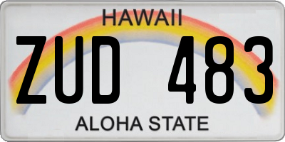 HI license plate ZUD483