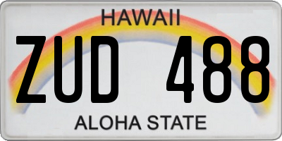 HI license plate ZUD488