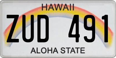 HI license plate ZUD491