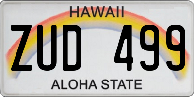 HI license plate ZUD499