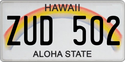 HI license plate ZUD502