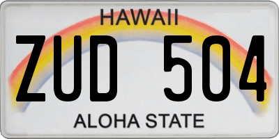 HI license plate ZUD504