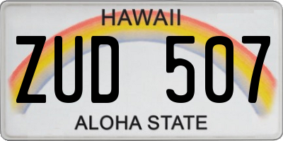 HI license plate ZUD507
