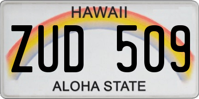 HI license plate ZUD509