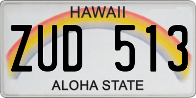 HI license plate ZUD513