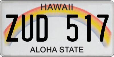 HI license plate ZUD517