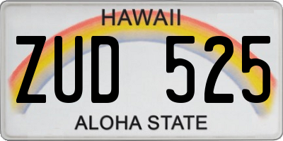 HI license plate ZUD525