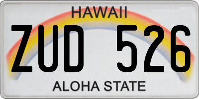 HI license plate ZUD526