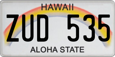 HI license plate ZUD535