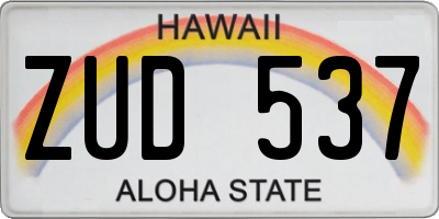 HI license plate ZUD537