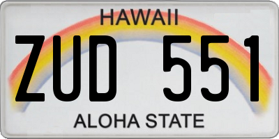 HI license plate ZUD551