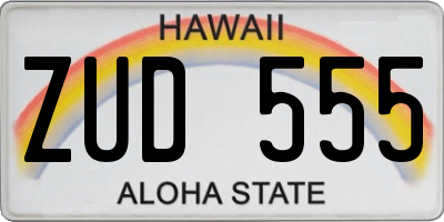 HI license plate ZUD555