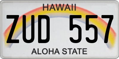 HI license plate ZUD557
