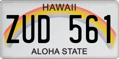 HI license plate ZUD561