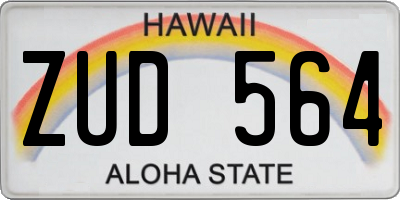 HI license plate ZUD564
