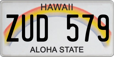HI license plate ZUD579