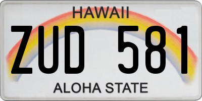 HI license plate ZUD581