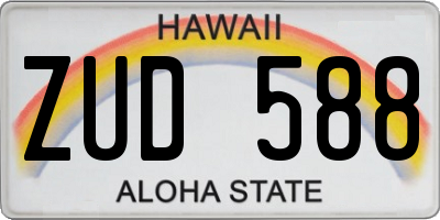 HI license plate ZUD588