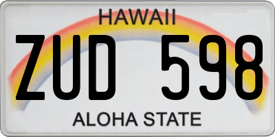 HI license plate ZUD598