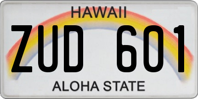 HI license plate ZUD601