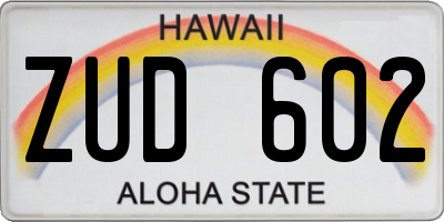 HI license plate ZUD602