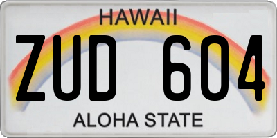 HI license plate ZUD604