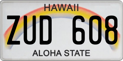 HI license plate ZUD608