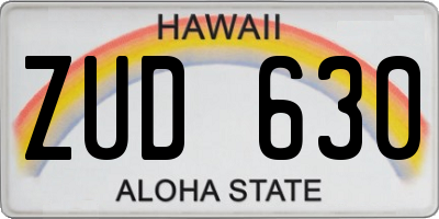 HI license plate ZUD630