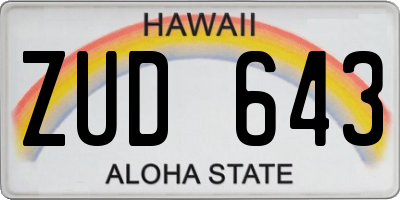 HI license plate ZUD643