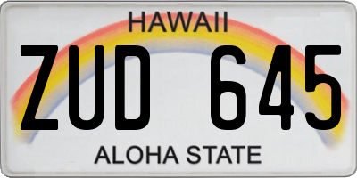 HI license plate ZUD645