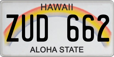 HI license plate ZUD662