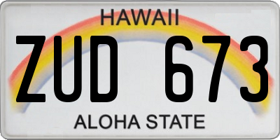 HI license plate ZUD673